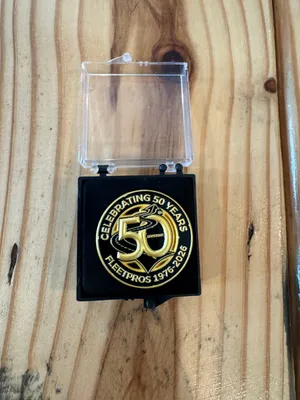 Custom 3D Lapel Pins - 50th Anniversary of the FleetPros association All attendees at the Celebration dinner received one by their place setting along with an etched cocktail glass with the 50th logo