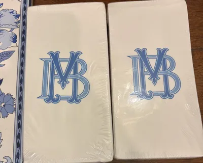 Custom Paper Guest Towel Napkins - One of the packets of bath towel napkins had a crooked logo imprinted on it