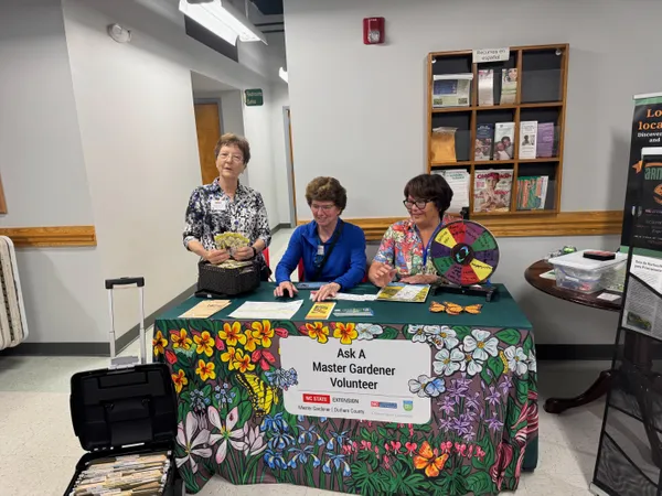This was an event to train our Durham County NC Extension Master Gardeners how to work at community public events The tablecloths are beautiful and have been a total hit with the team