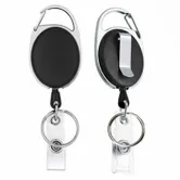 Solid Black and Steel Reel Keychain