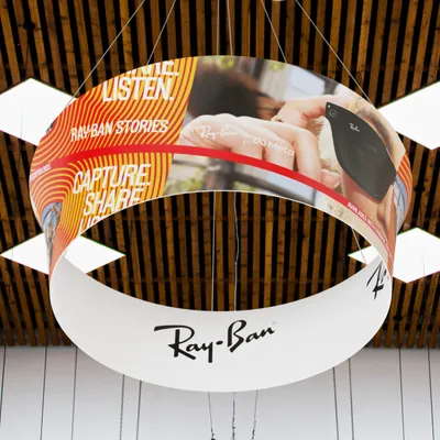 Custom Tapered Circle Personalized Trade Show Hanging Signs - Australia Promo Now