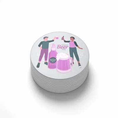 White and Pink Happy Beer Day Coaster - Australia Promo Now