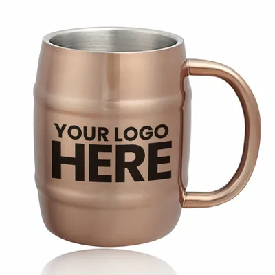14 oz Ankara Copper Coated Stainless Steel Moscow Mule Barrel Mugs - Australia Promo Now