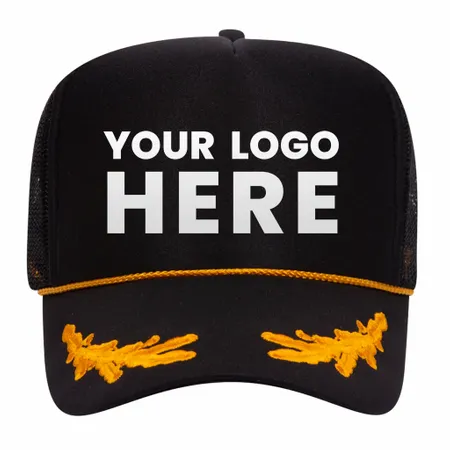 Otto 39-162 5-Panel High Crown Foam Trucker Hat - Black/Gold with Oak Leaves Otto 39-162 5-Panel High Crown Foam Trucker Hat - Black/Gold with Oak Leaves - Australia Promo Now