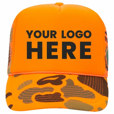 Otto 49-131 5-Panel High Crown Foam Trucker Hat - Neon Camo - Australia Promo Now