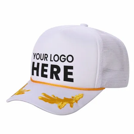 Unbranded Captain Military Foam Trucker Hat with Gold Leaf - Australia Promo Now