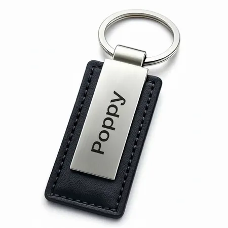 Rectangle Leather & Metal Keychain - Australia Promo Now
