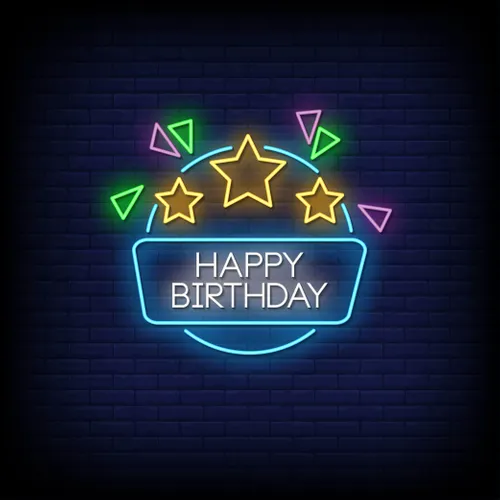 Star & Angles Happy Birthday Neon Sign - Australia Promo Now