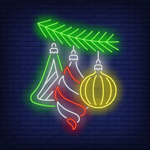 Christmas Baubles Fir Tree Branch Neon Sign - Australia Promo Now