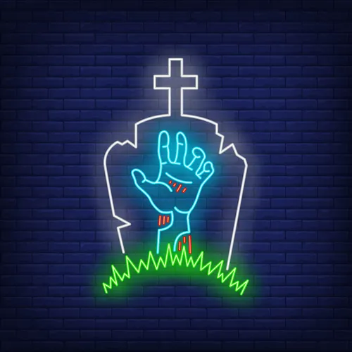 Gravestone Zombie Hand Neon Sign - Australia Promo Now