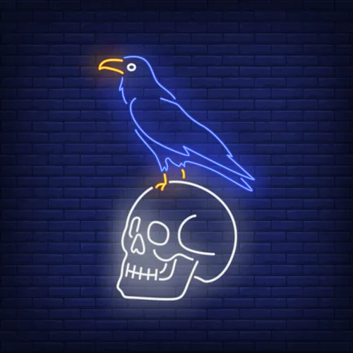 Crow Sitting Human Skull Neon Sign - Australia Promo Now
