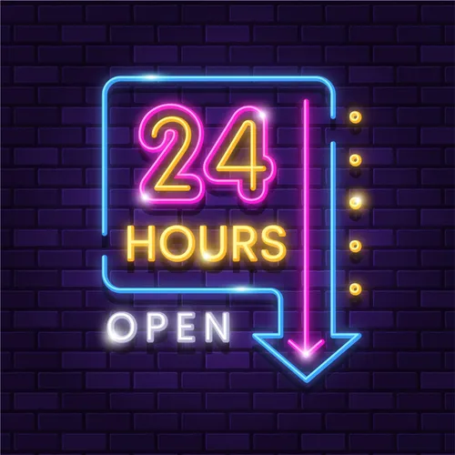 24 Hours Open Neon Sign - Australia Promo Now