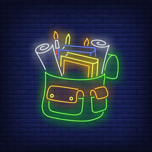 Backpack With Stationery Neon Sign - Australia Promo Now