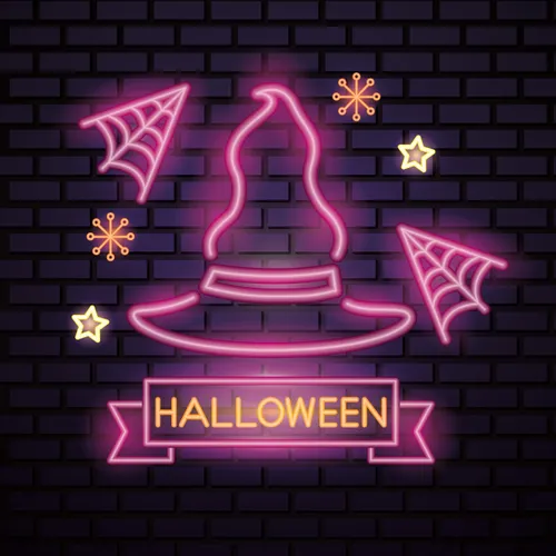 Pink Witch Hat Halloween Neon Sign - Australia Promo Now
