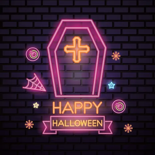 Pink Halloween Coffin Cross Neon Sign - Australia Promo Now