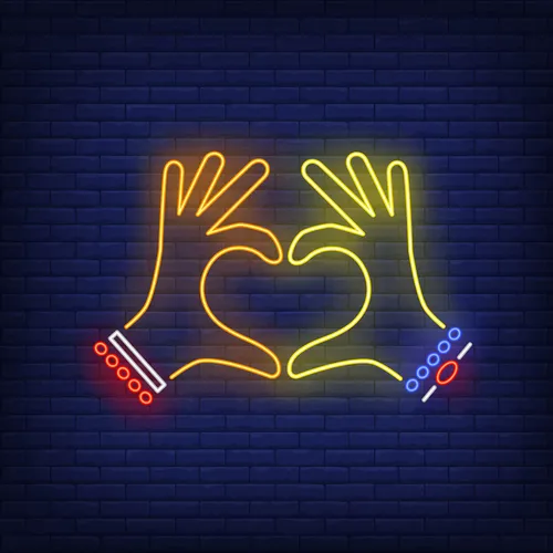 Woman Hands Heart Gesture Neon Sign - Australia Promo Now