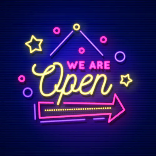 We Are Open Hanging Neon Sign - Australia Promo Now