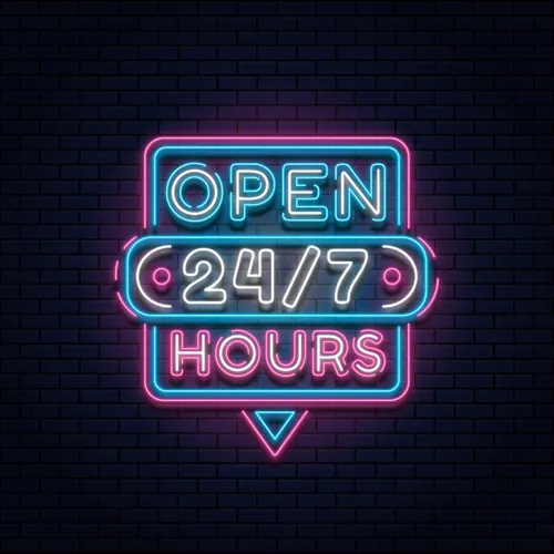 24/7 Open Hours Neon Sign - Australia Promo Now