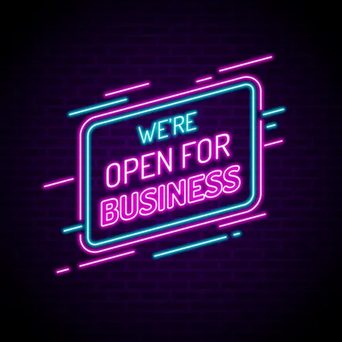 Open For Business Neon Sign - Australia Promo Now