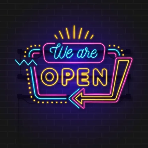 We Are Open Modern Neon Sign - Australia Promo Now