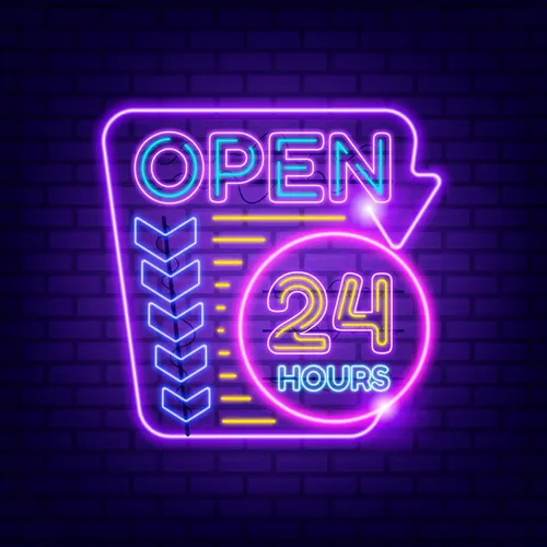 Retro Open 24 Hours Neon Sign - Australia Promo Now