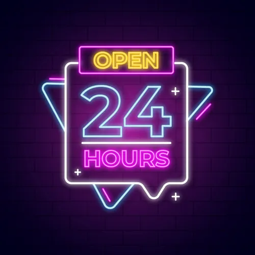 Open 24 Hours with Abstract Shapes Neon Sign - Australia Promo Now