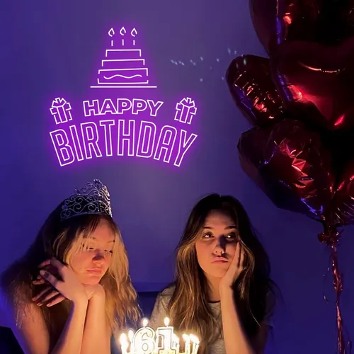 Happy Birthday with Cake Artwork Neon Sign - Australia Promo Now