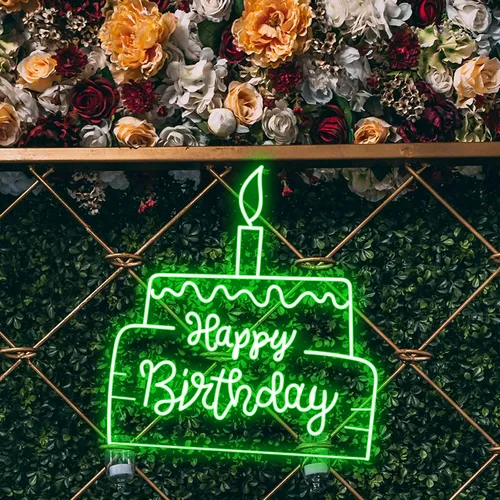 Happy Birthday Text in Big Cake Neon Sign - Australia Promo Now