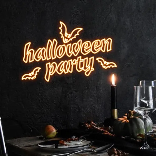 Halloween Night Typography Neon Sign - Australia Promo Now