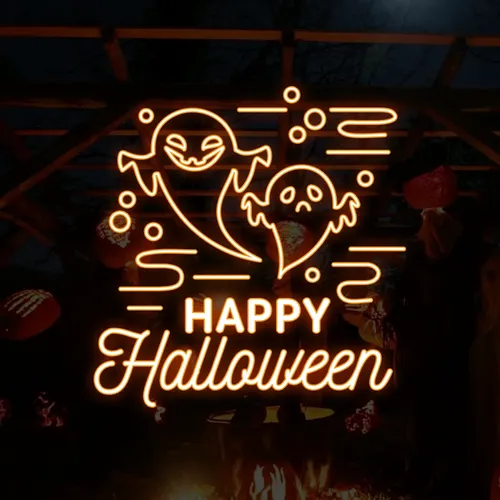 Happy Halloween Two Ghosts Neon Sign - Australia Promo Now