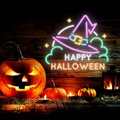 Happy Halloween Hat Neon Sign - Australia Promo Now