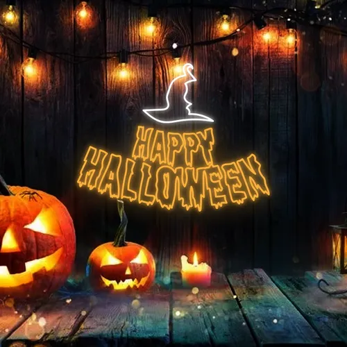Happy Halloween Witch Hat Neon Signs - Australia Promo Now