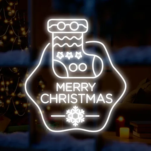 Merry Christmas Handmade Sock Neon Sign - Australia Promo Now
