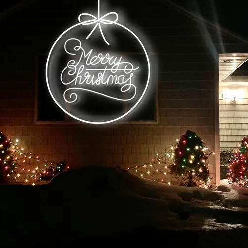 Merry  Christmas Circle Typography Neon Sign - Australia Promo Now