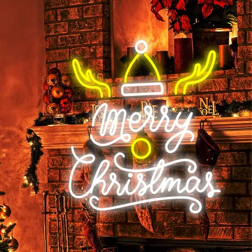 Merry Christmas Deer Horn with Hat Neon Sign - Australia Promo Now
