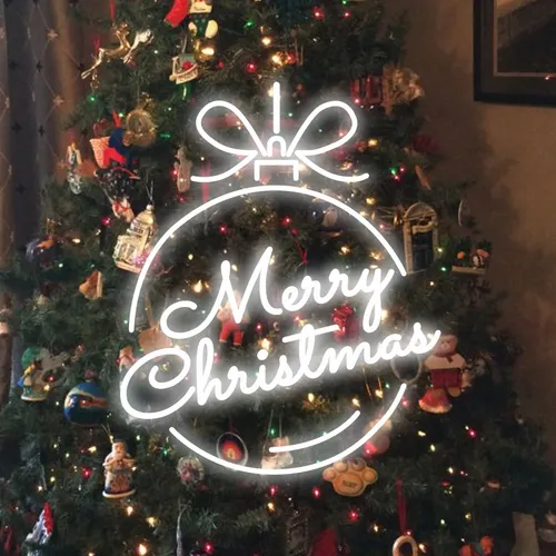 Merry Christmas Circle Text Neon Sign - Australia Promo Now