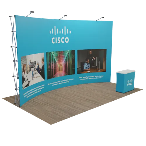 Custom Curved Pop Up Display Stand 20' x 10' (ft) - Australia Promo Now