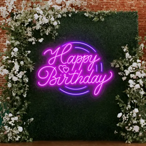 Happy Birthday Purplish Neon Sign - Australia Promo Now