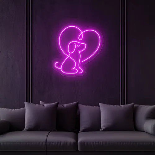 Scribble Dog Heart Neon Sign - Australia Promo Now