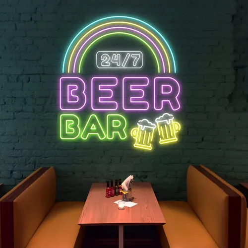 24/7 Rainbow Beer Bar Neon Sign - Australia Promo Now