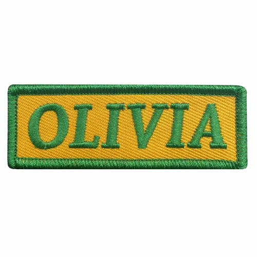 Green and Yellow Olivia Name Patch - Australia Promo Now
