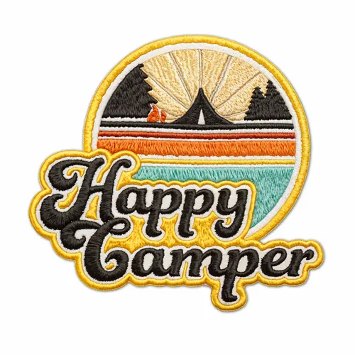 Round Happy Camper Iron On Patch - Australia Promo Now
