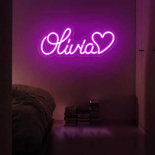 Olivia with Heart Neon Sign - Australia Promo Now
