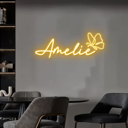 Amelie with Butterfly Neon Sign - Australia Promo Now