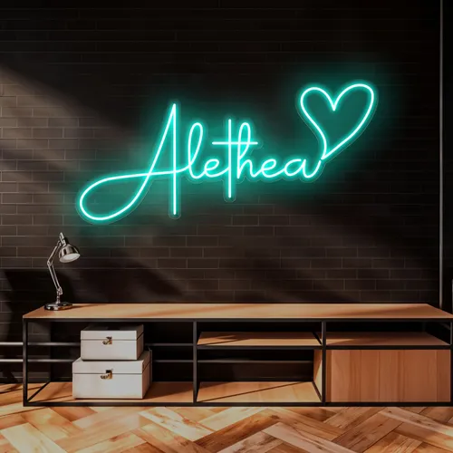 Alethea with Heart Neon Sign - Australia Promo Now