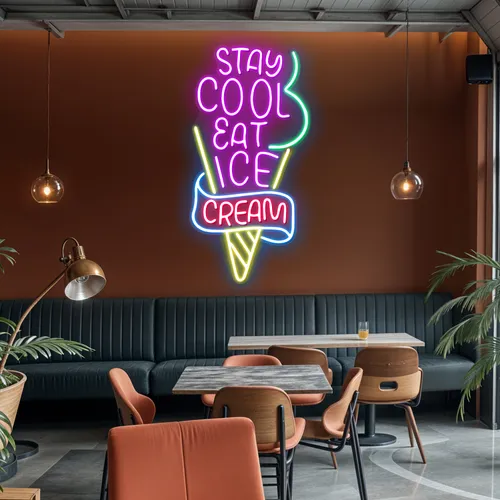 Stay Cool n Eat Ice Cream Neon Sign - Australia Promo Now