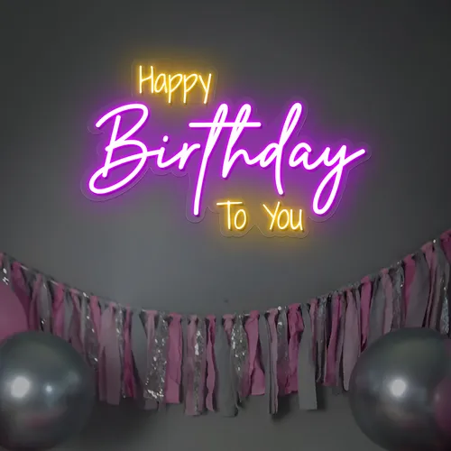 Bright Happy Birthday Neon Sign - Australia Promo Now