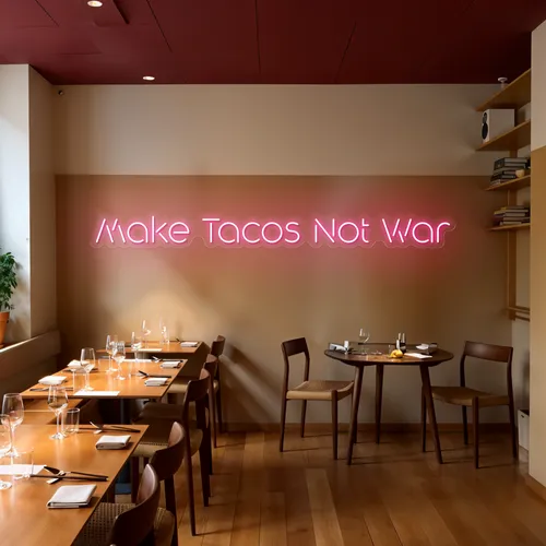 Mouthwatering "Make Tacos Not War" Neon Sign - Australia Promo Now