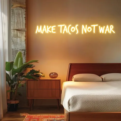 Zesty "Make Tacos Not War" Neon Sign - Australia Promo Now