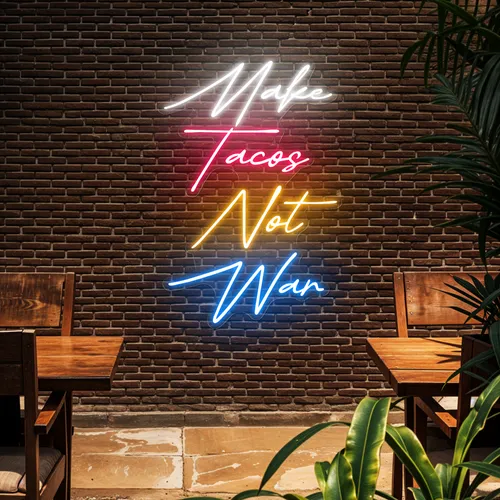 Flavorful "Make Tacos Not War" Neon Sign - Australia Promo Now